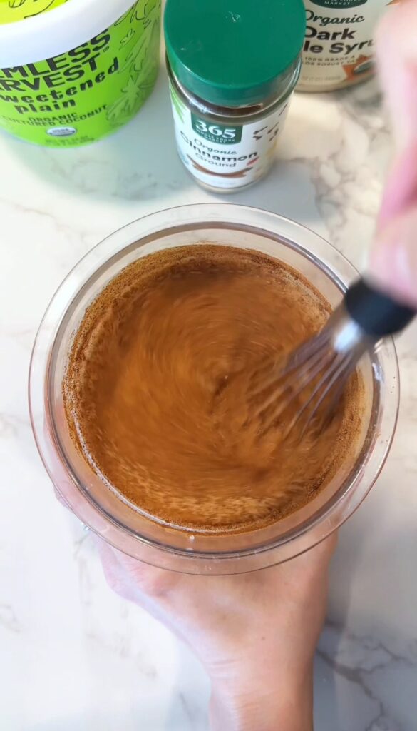 mixing ingredients for vegan cinnamon ice cream
