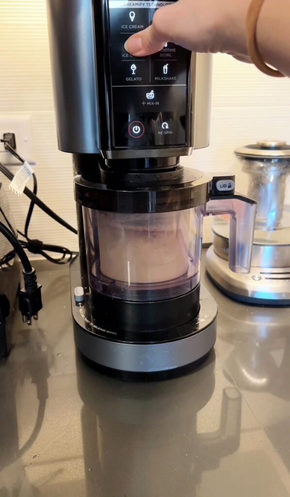 making ninja creami cinnamon ice cream on the lite ice cream setting
