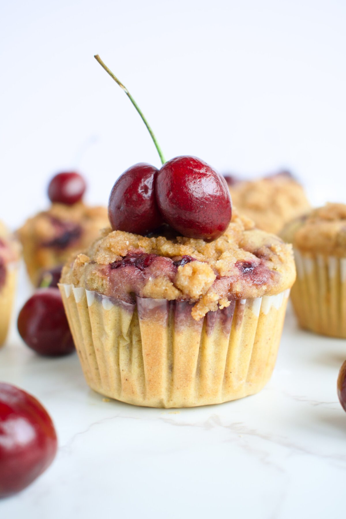 gluten free cherry crumble muffins