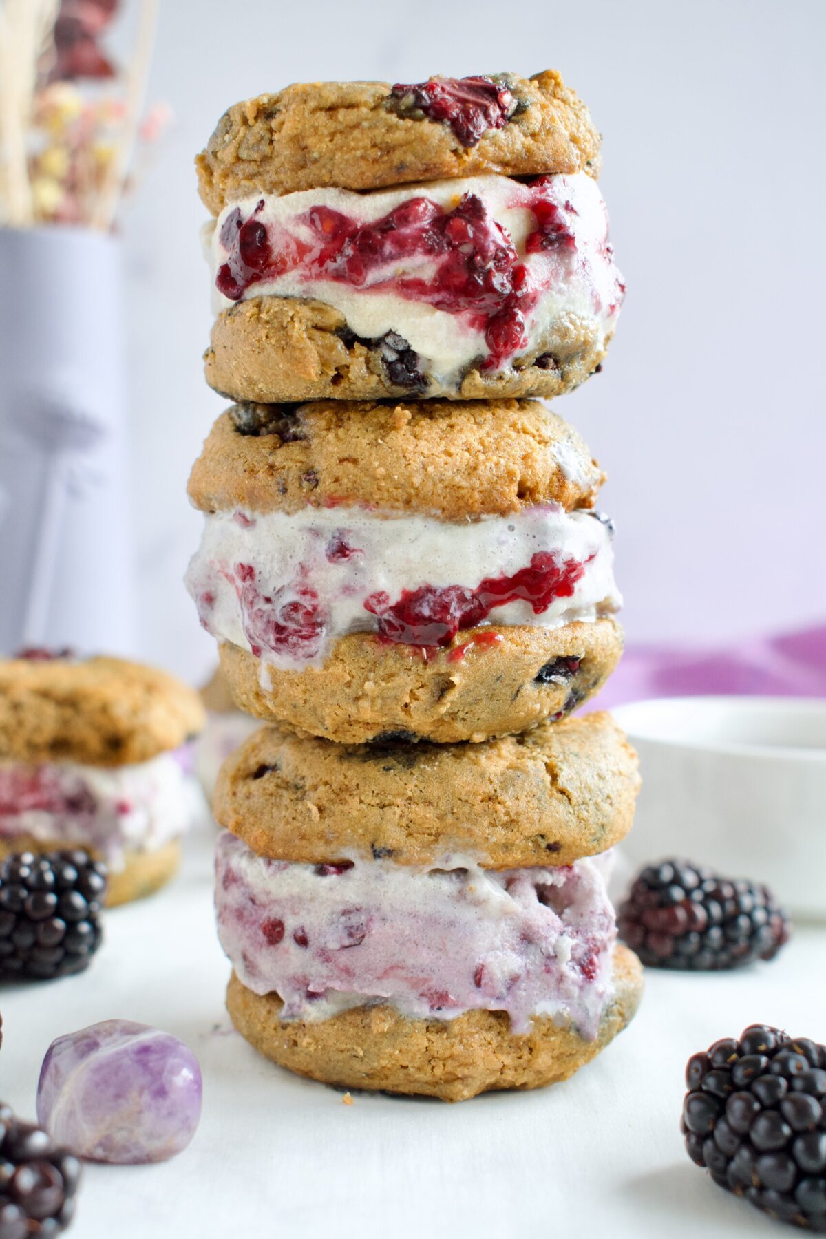 blackberry ice cream sandwiches