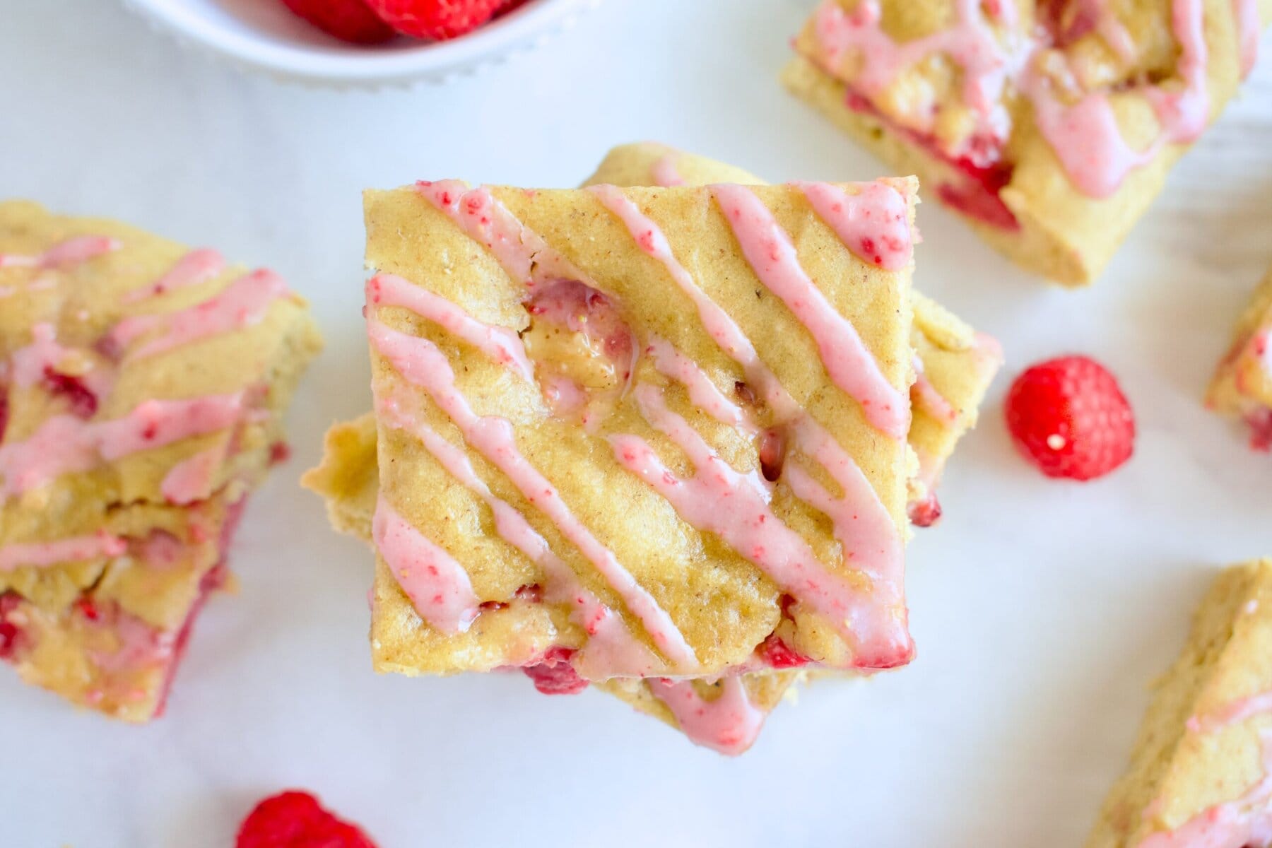 gluten free blondies with fresh raspberries