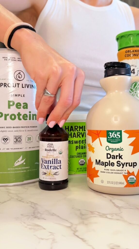 ingredients for high protein vegan vanilla ice cream in ninja creami