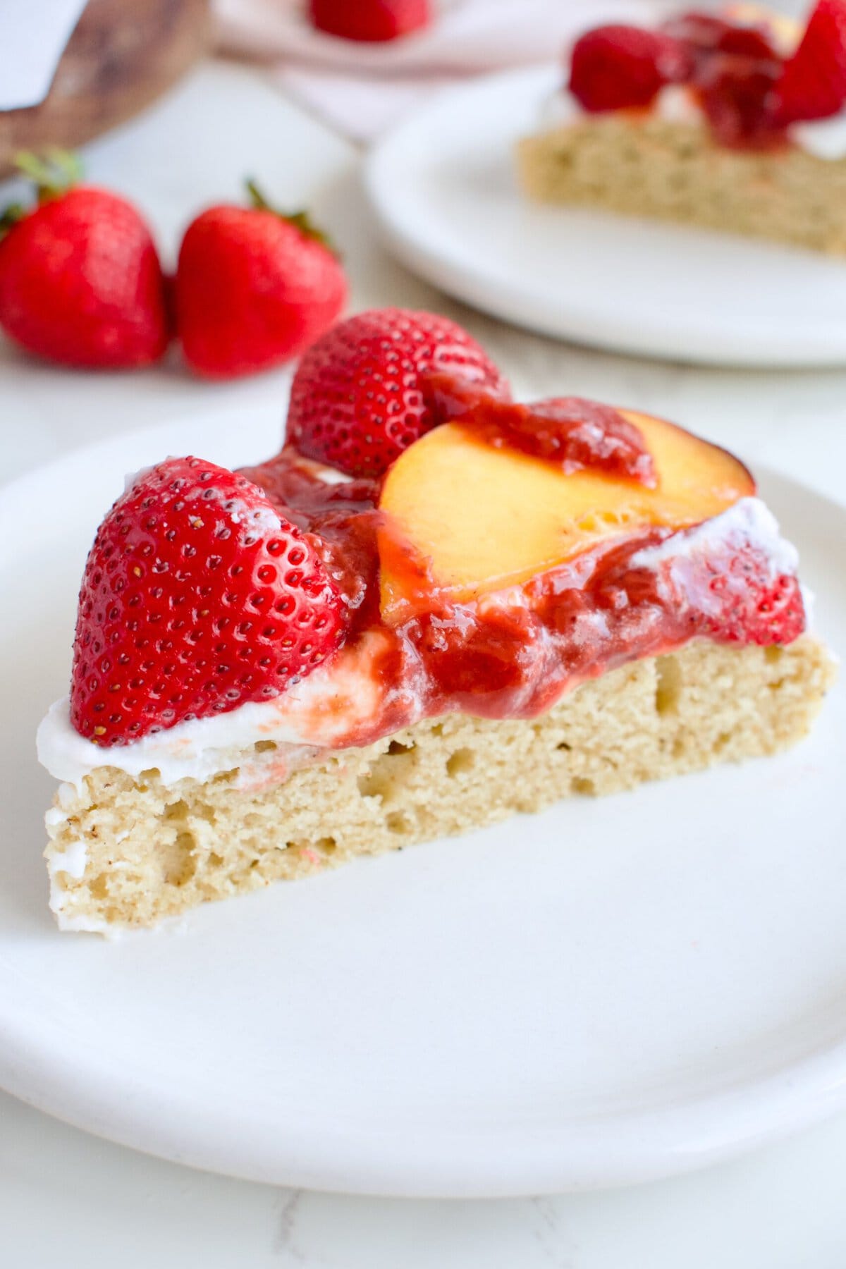 gluten free dairy free strawberry peach shortcake cake