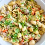 creamy veggie pasta with beef