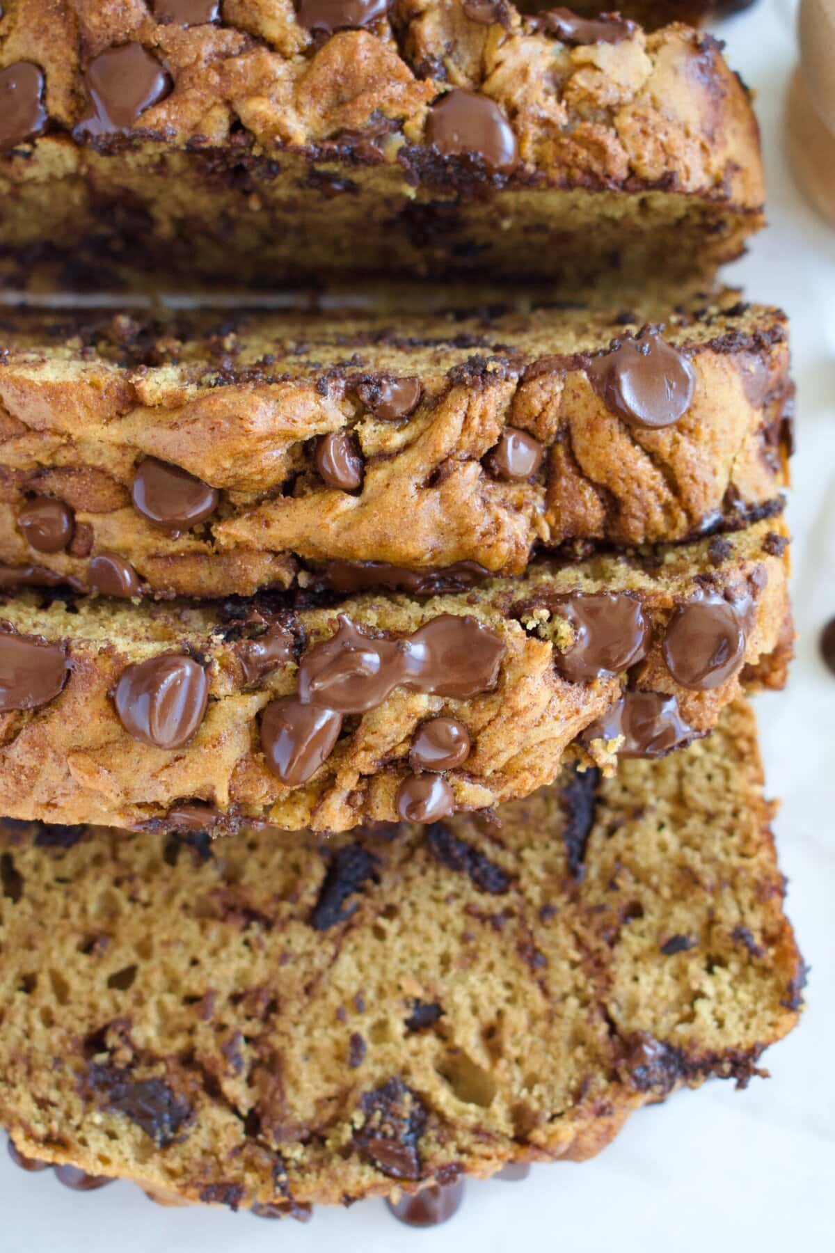 gluten free chocolate chip bread with cinnamon sugar swirl