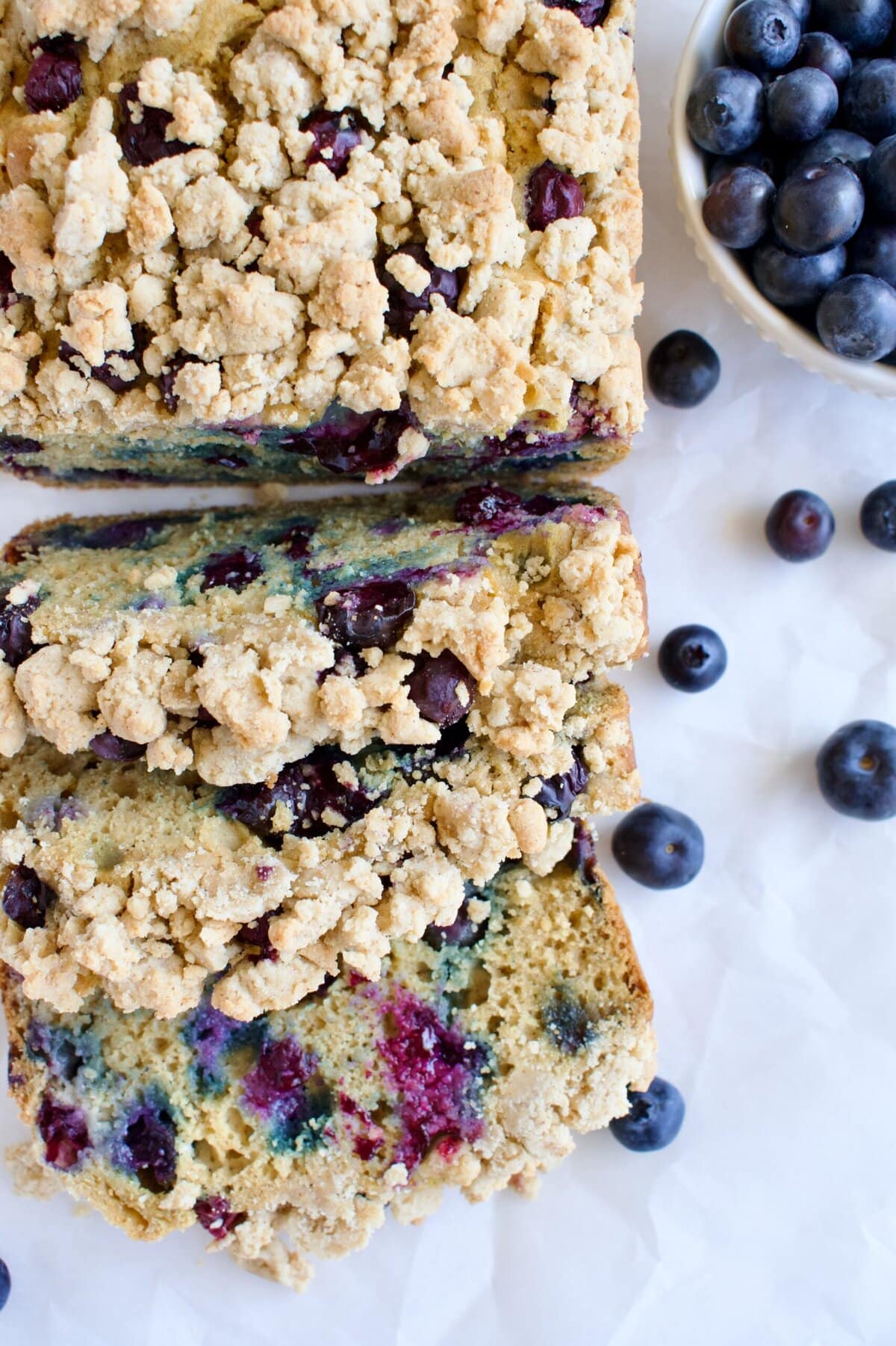 healthy gluten free blueberry crumble bread