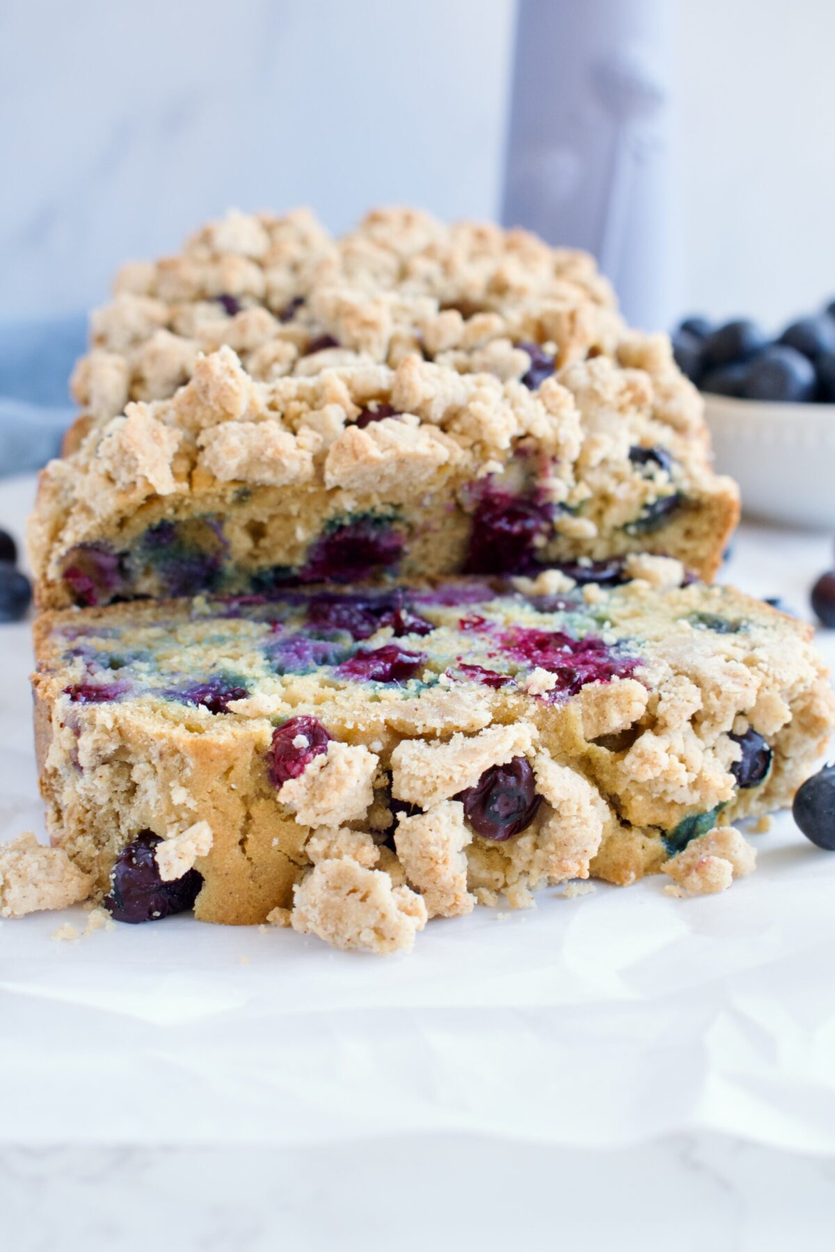 gluten free blueberry streusel loaf