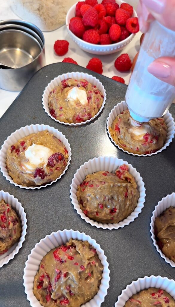 how to make gluten free dairy free raspberry cream cheese muffins