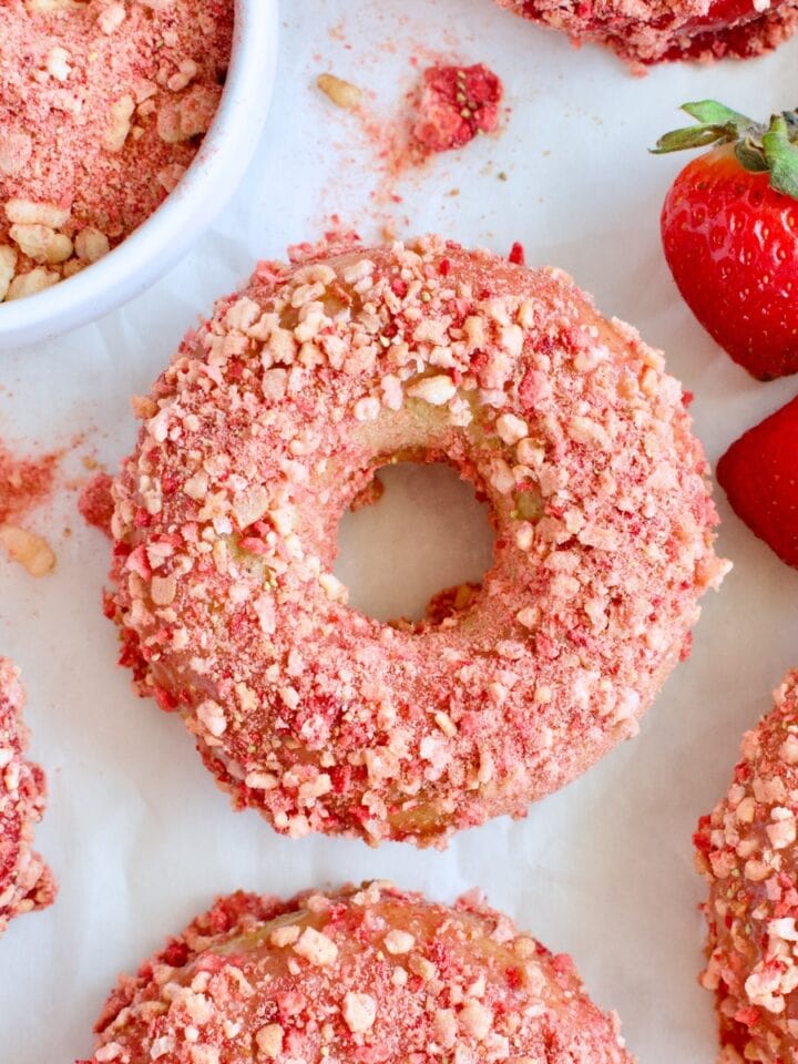 gluten free dairy free strawberry shortcake donuts