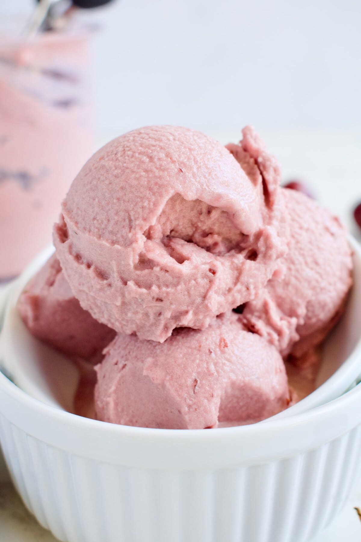 paleo cherry ice cream made in the Ninja Creami