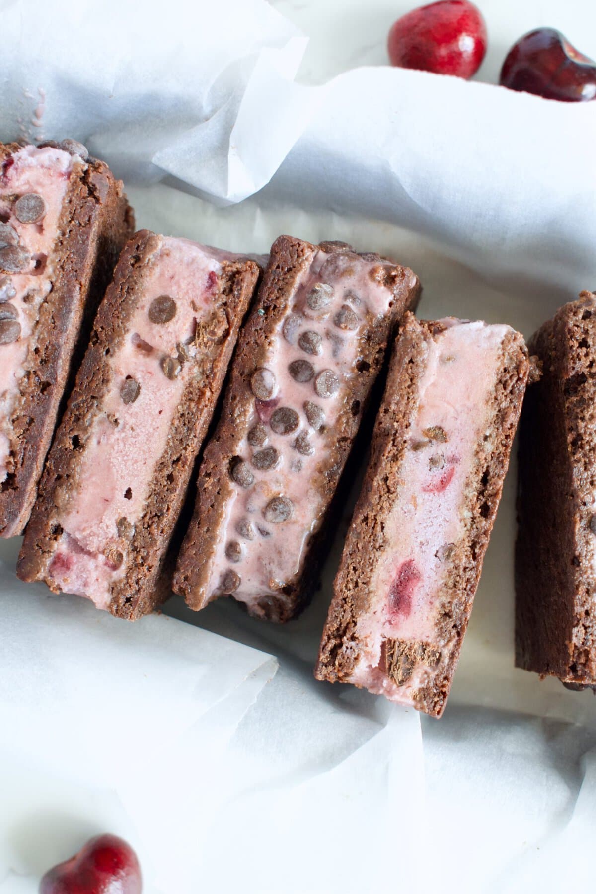 gluten free dairy free cherry chocolate ice cream sandwiches