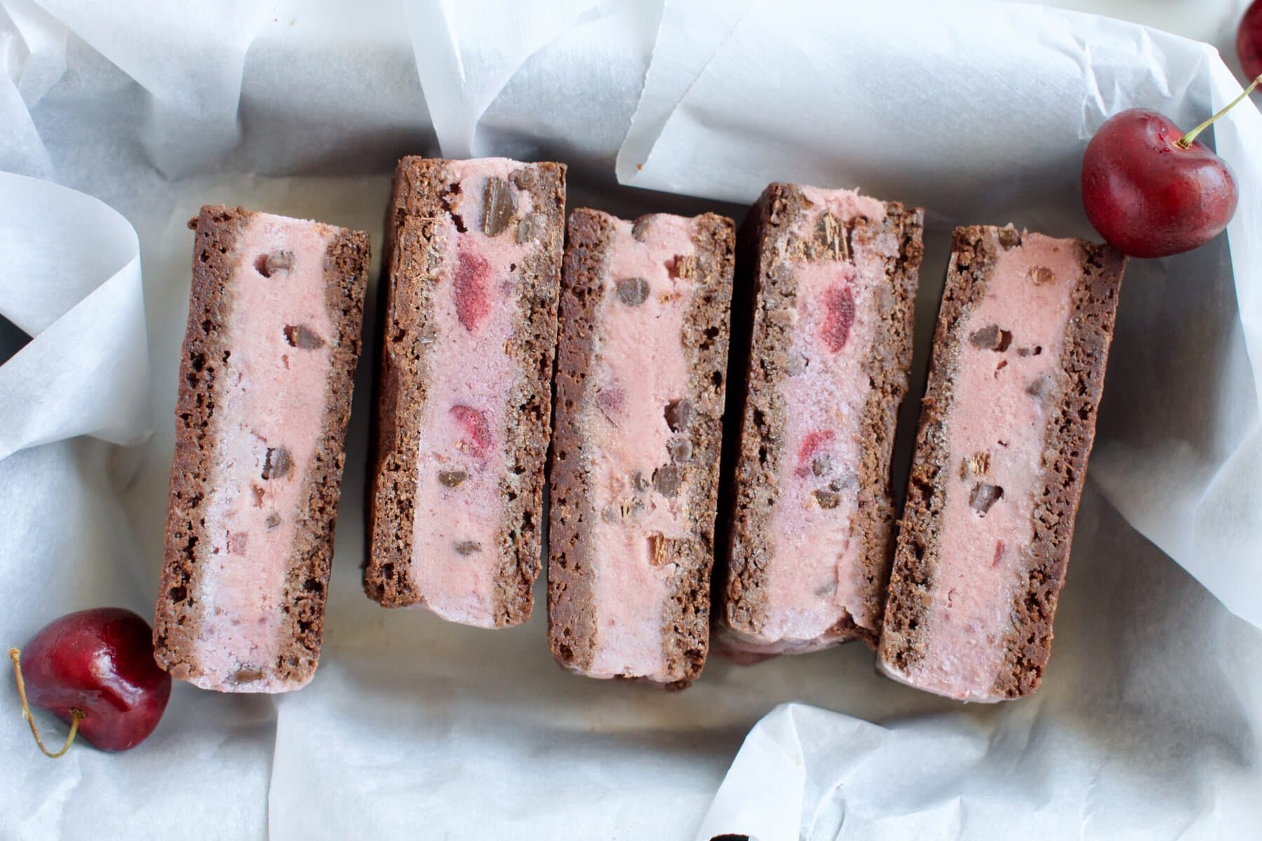 gluten free ice cream sandwiches with dairy free cherry ice cream